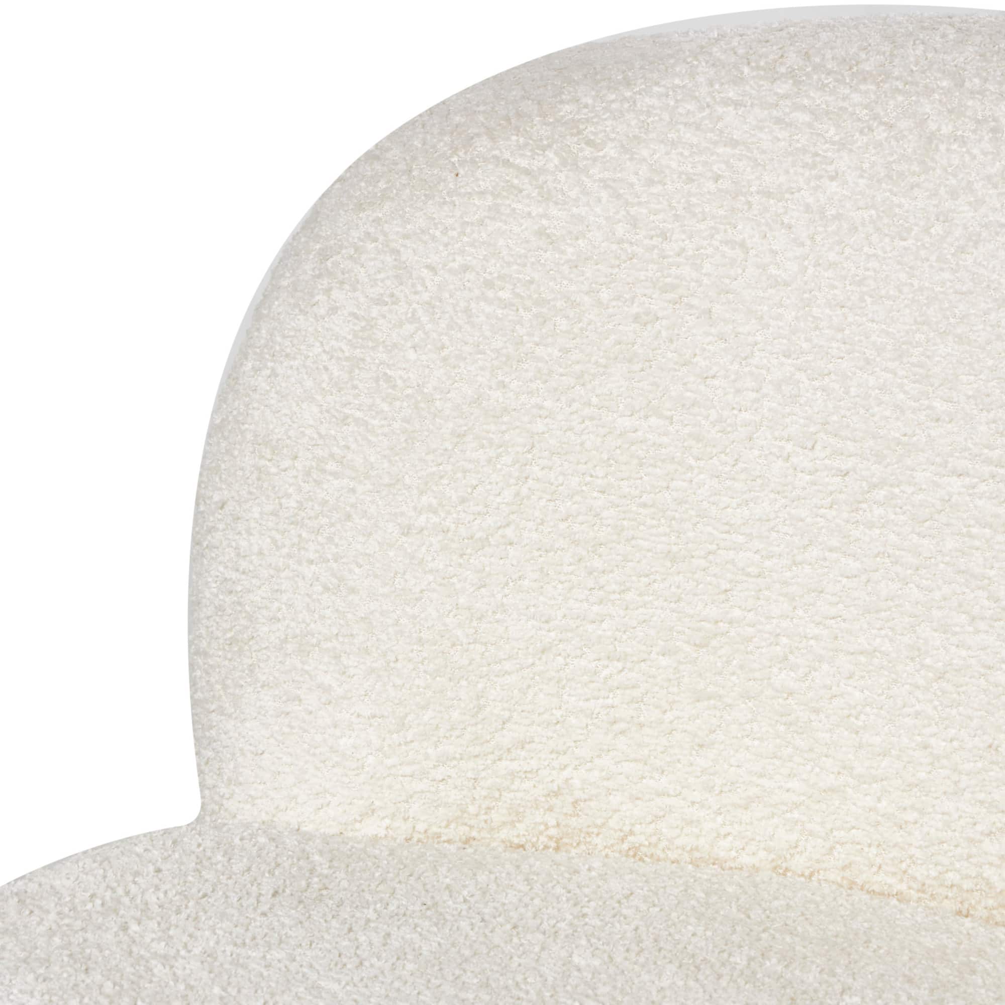 White Polyester Rounded Barrel Accent Chair